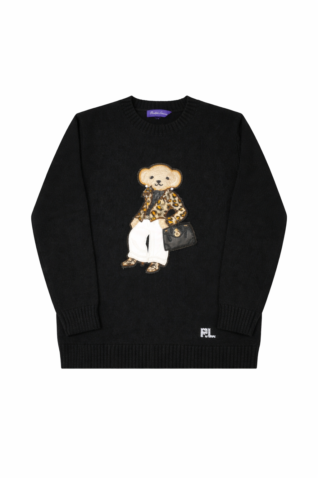 Black sweater with embroidered bear, iconkart shop