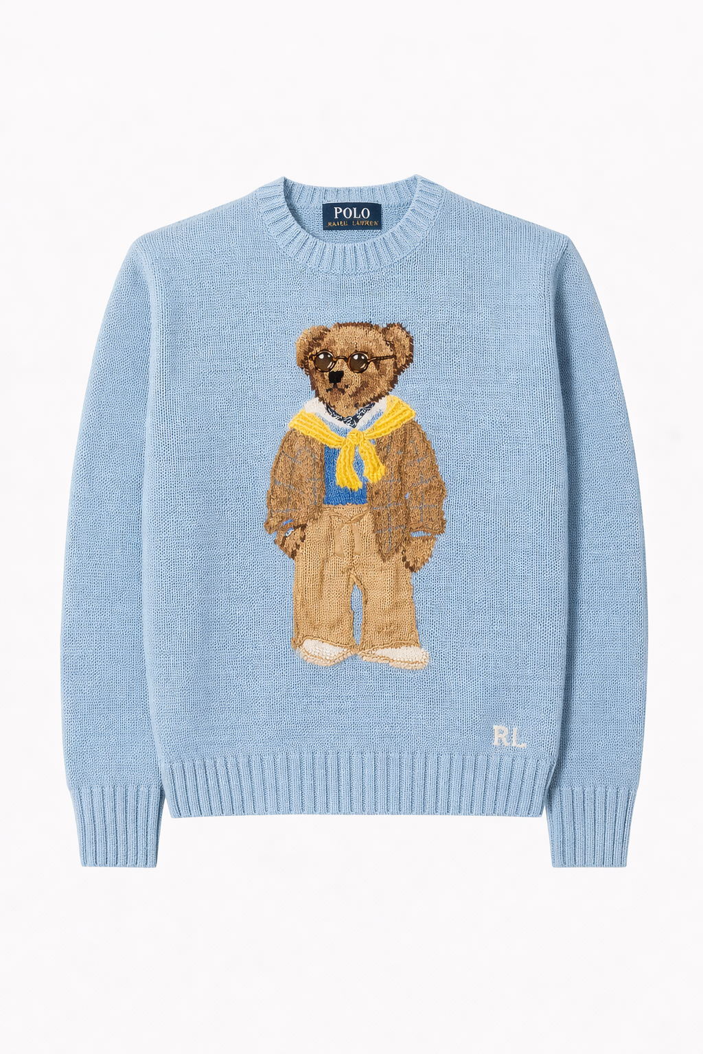 Light blue Polo Ralph Lauren sweater with embroidered bear in casual clothes, Icon Kart Shop fashion