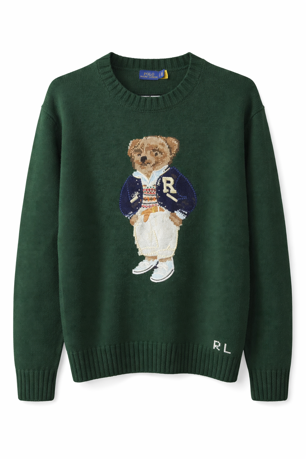 Dark green men’s sweater with embroidered bear, iconkart shop