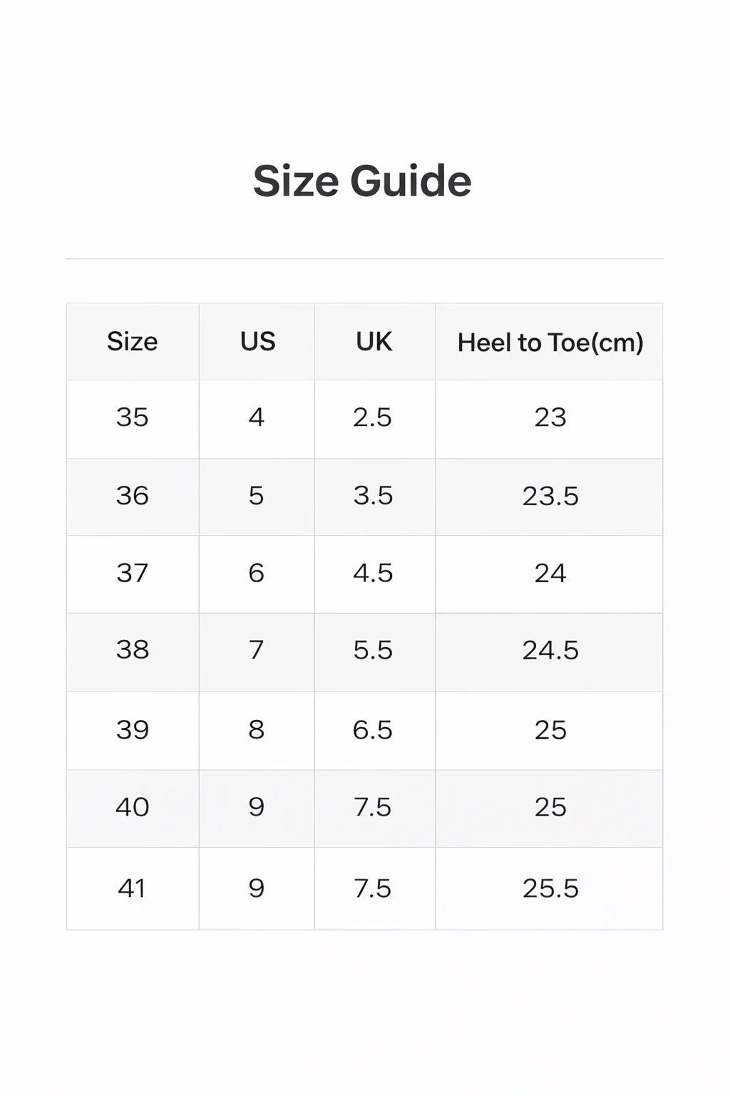 size guide - Icon Kart Shop