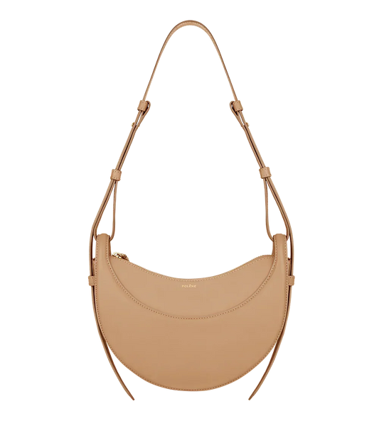 Light brown leather shoulder bag with adjustable strap, stylish women's handbag from Icon Kart Shop