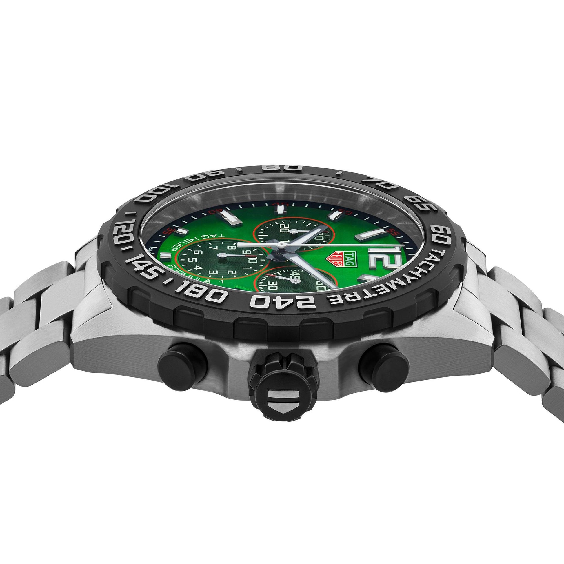 men Wristwatch with a green dial and silver metal strap, Iconkart shop