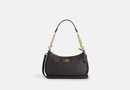 Teri Shoulder Bag with Signature Canvas Design - Coach