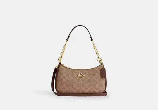 Teri Shoulder Bag with Signature Canvas Design - Coach